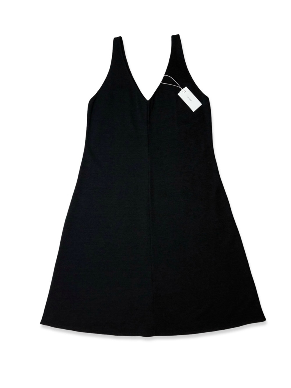 VINCE. Black V-Neck Wool Blend Knit Midi Dress